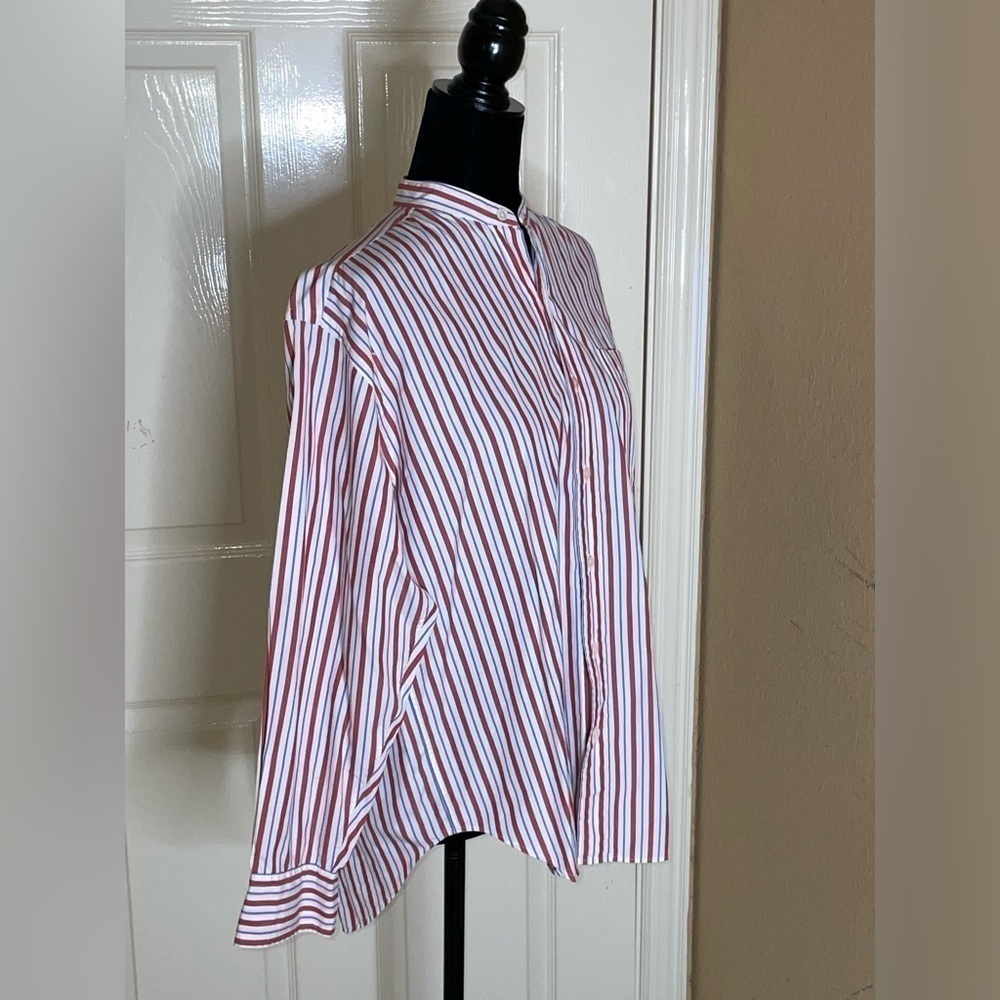 Women's Vintage Ralph Lauren Polo White Blue Red Striped Shirt Size 8 - Picture 3 of 8